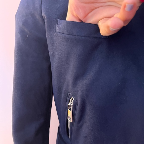 NWT Banana Republic Navy Blue Faux Suede Cropped Biker Jacket - Picture 8 of 10